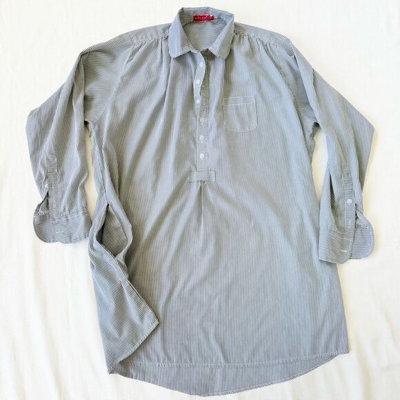 Wanderlust Womens Shirt Dress Longsleeve Button Pocket Striped Casual Resort S - Picture 1 of 4